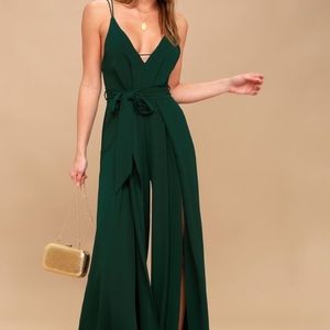 Lulus emerald green split leg jumpsuit